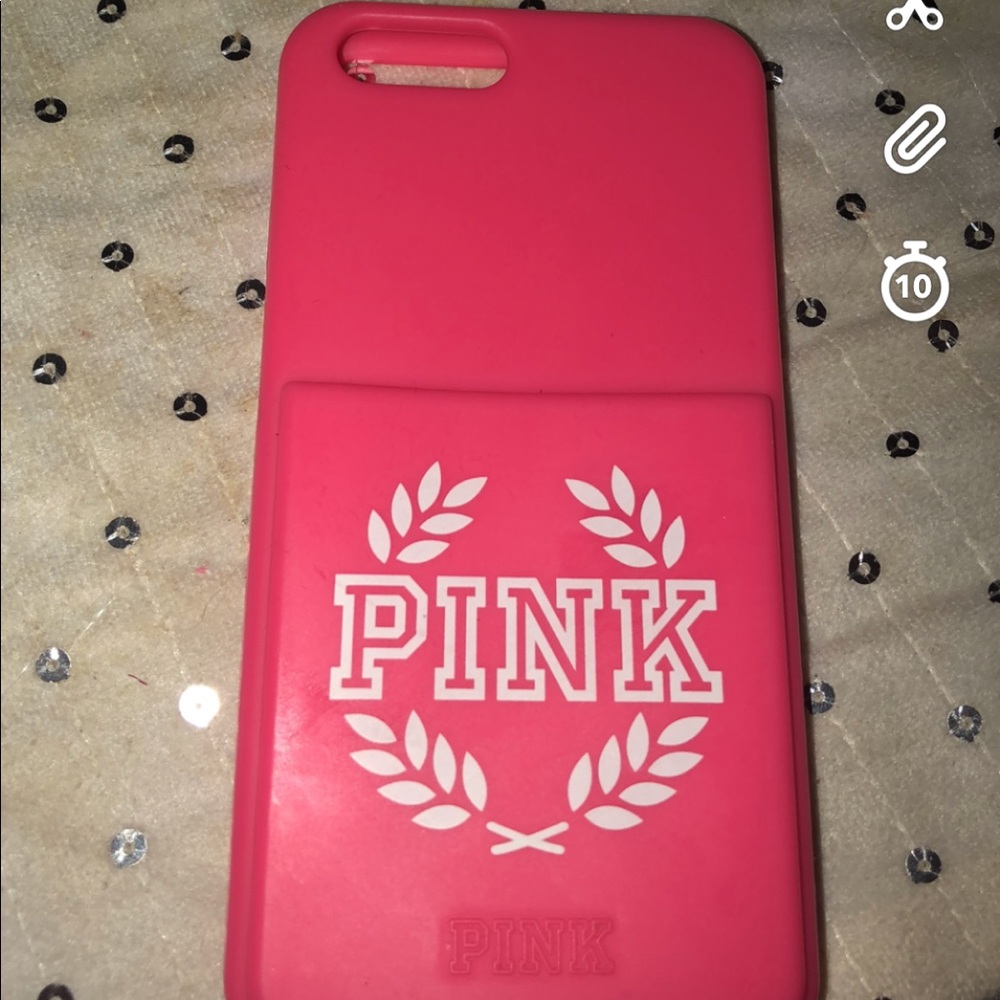 Victoria Secret pink IPhone 6s phone case.
